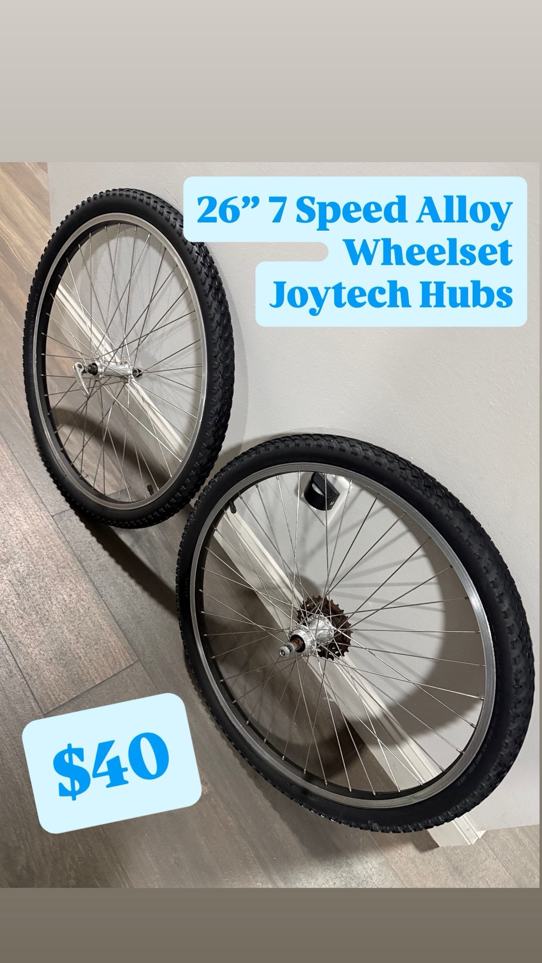 26” Alloy Bicycle Wheel Set Joytech Hubs 7 Speed MTB Beach Cruiser Tires Rims Gomas Llantas