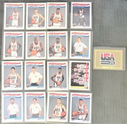 1992 USA Dream Team NBA Hoops 17 Card Set with Gold Card, extra Jordan, & 1984-88 USA team cards
