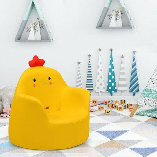 Kids Cartoon Sofa Seat Toddler Children Armchair Couch Yellow