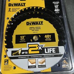 2 Pack Dewalt 12” Miter Saw Blades 2x Stronger New