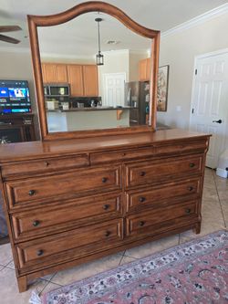 Wooden 9-Drawer Dresser with Mirror