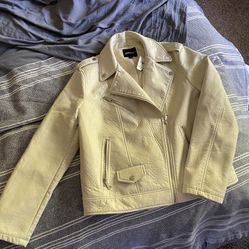 White Faux Leather Jacket 