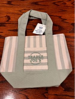 Trader Joe’s Striped Canvas Bag-Mint Green