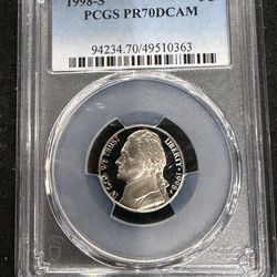 1998 S Perfect Graded Gem Proof Jefferson Nickel Graded By PCGS At PR70 Deep Cameo 1-11