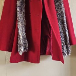 Red Pea Coat X large With Scarf. 