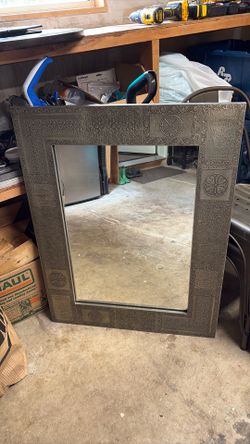 Large metal embossed mirror