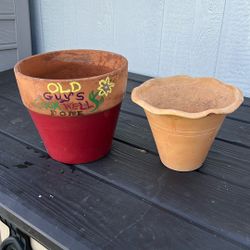 Two Flower Pots/ Clay