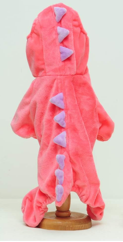 Pink and Yellow Dinosaur Costume - Halloween Dino Clothes for Dogs