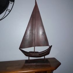 Great Gift!!! Metal Sailboat, Coastal Farmhouse Style Distressed, New!!!