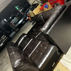 Narl Brown Leather Sectional 