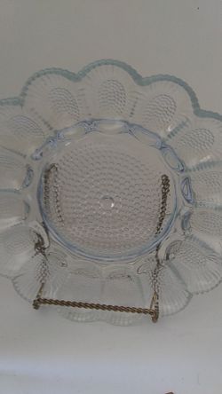 VINTAGE INDIANA GLASS HOB NAIL EGG PLATTER