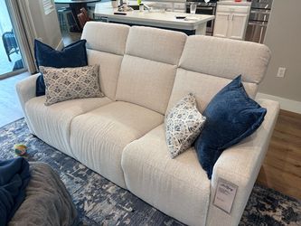 La-Z-Boy Cream Fabric Reclining Sofa