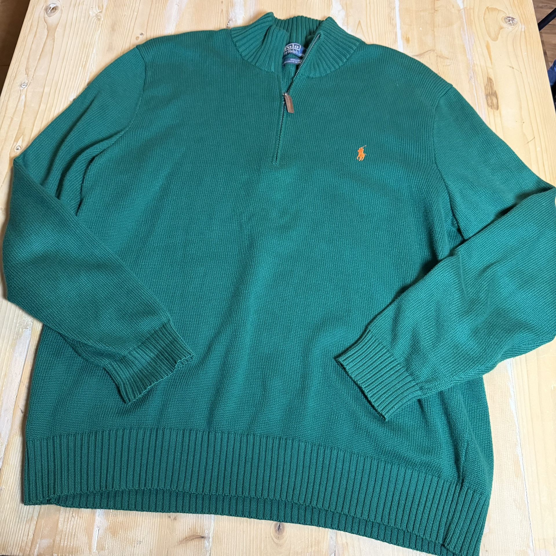 Polo Ralph Lauren GREEN Knit Quarter Zip XXL