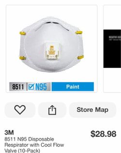 8511 N95 Disposable Respirator with Cool Flow Valve (10-Pack)