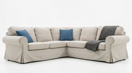 IKEA L-Shape Sectional Couch with Slipcovers – Off-White / Cream