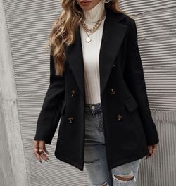 Large SHEIN LUNE Solid Double Breasted Blazer