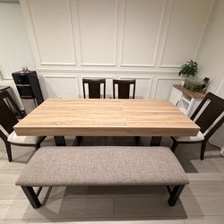 Brand new Dining Table ($100) and used chair w/bench $300