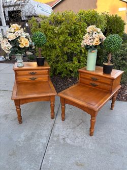 Mid Century Modern Solid Wood Dresser Nightstand End Table Furniture Set