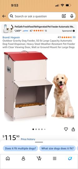 Outdoor Gravity Dog Feeder, 50 lb Large Capacit