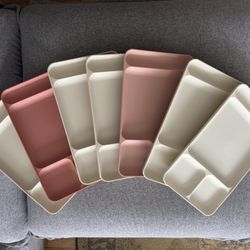 Tupperware Divided Cafeteria Serving Trays Retro Pastel Colors 