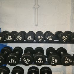 Fray Fitness 12-sided  Urethane Dumbbell Set 20lb To 50lb Pairs