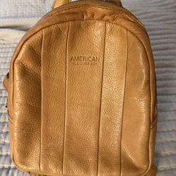 Women American Leather Co Tan Leather Backpack Purse 