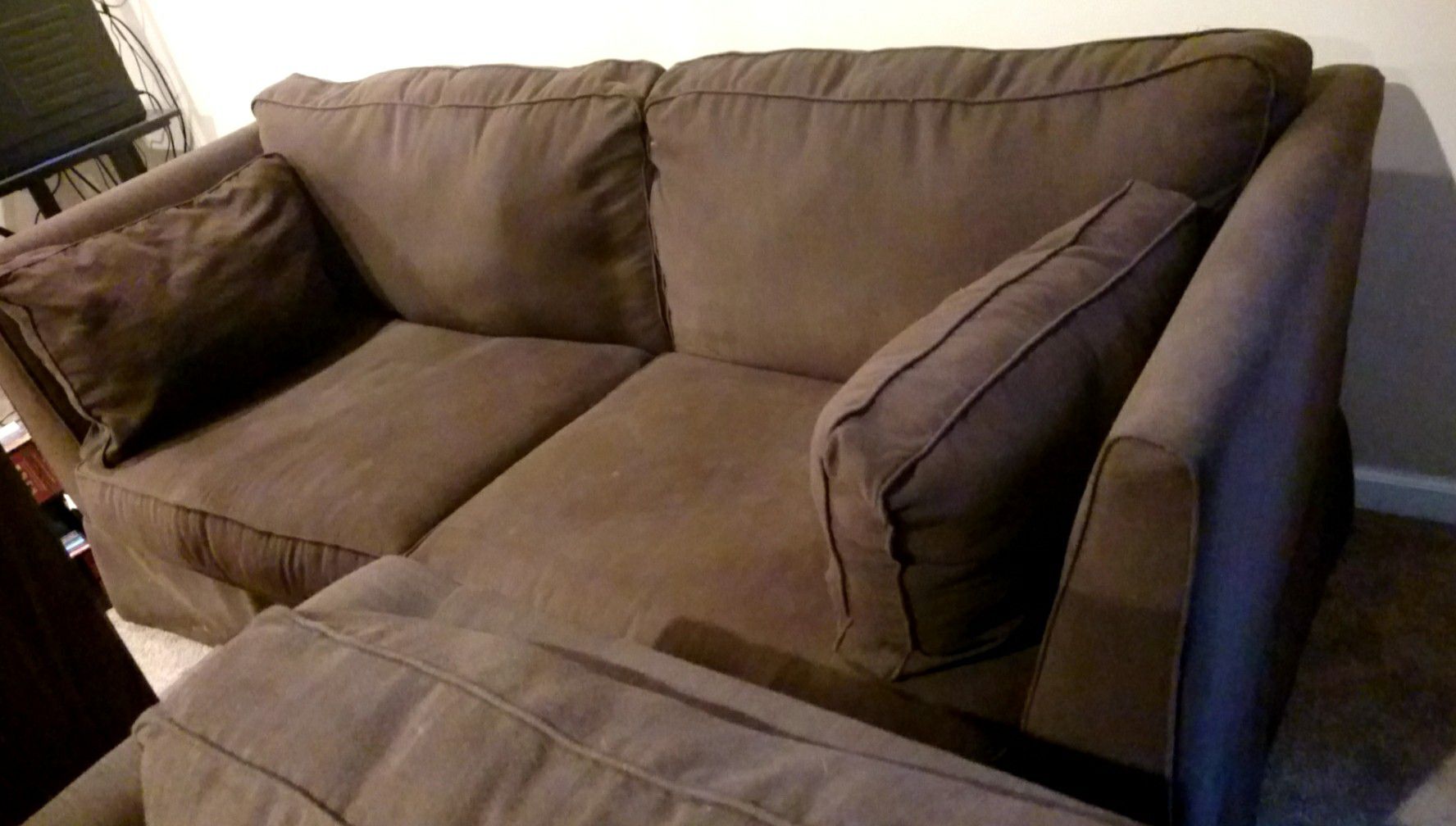 Sofa and love seat, dark brown