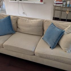 Cream Nailhead Extra Long Sofa and Sofa (Price For Both Sofas)