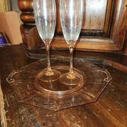 Antique Wine Glasses and Tray