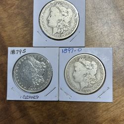 3 Morgan 90%  Silver Dollars.     Group 2