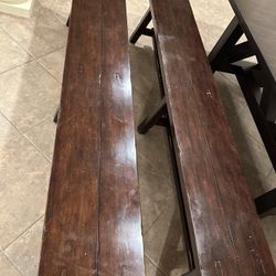 2 Dining Table Solid Wood Benches-Excellent Condition