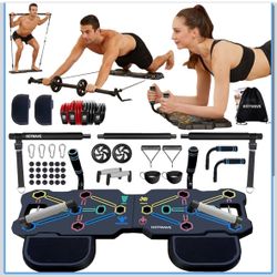 Portable Workout Equipment with 20 Gym Accessories.Push Up Board &Plank,Resistance Band with Ab Roller Wheel,Exercise at Home For Men and Women