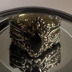 Vintage Filigree Onyx 18 Kt GE Ring Size 9
