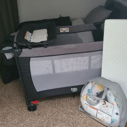 BABY JOY 5 in 1 Bundle, Baby Bedside Crib with Bassinet, Multi-Function