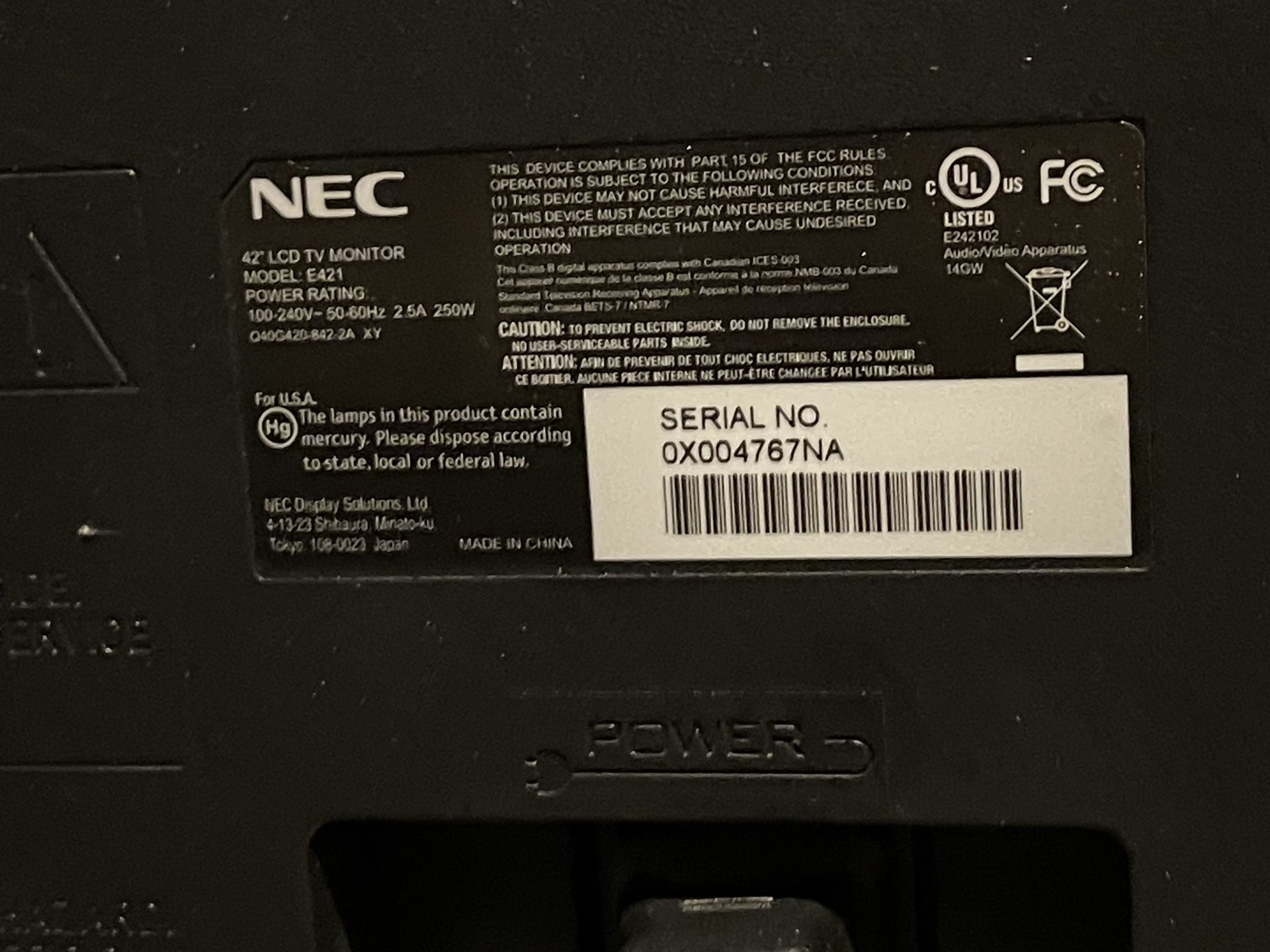 NEC TV Monitor