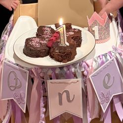 Butterfly Pink And Purple First Birthday High Chair Banner