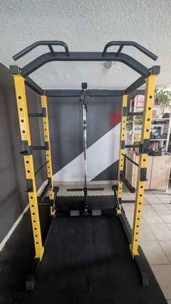 HulkFit Power Cage Squat Rack with bench and attachments