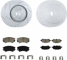 Brake Kits Compatible With 2009-2016 Toyota Venza Geomet-Coated Disc Brakes Rotors and Ceramic Brake Pads Front And Rear Replacement Betthand