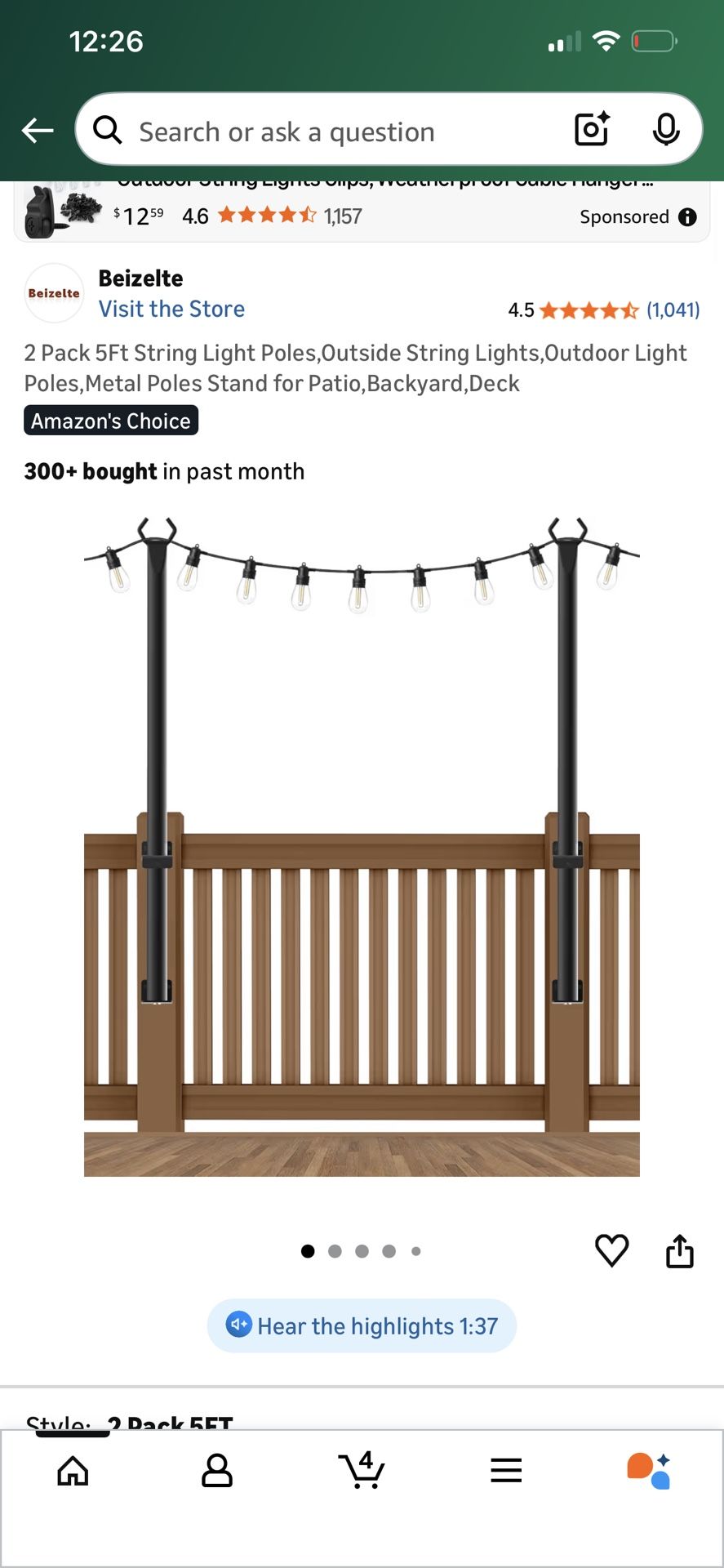 2 Pack String Light Poles