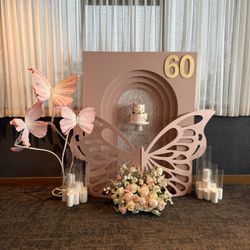 Pink Wood Butterfly Prop