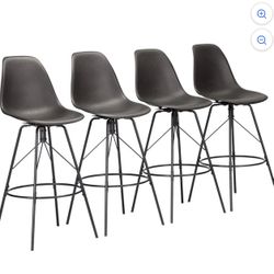 Swivel Counter Bar Stools Set of 4 with Backs Mid Century Modern Armless Bar Height Side Chairs (26 inch,Black)