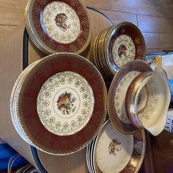 Antique Dish And GravyBowl &Saucer Set