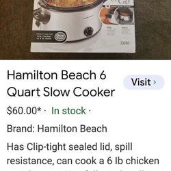 New Hamilton Beach Slow Cooker