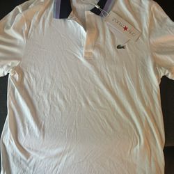 NWT Lacoste White Fresh Semi Fancy Regular Fit Polo Shirt Mens Large 