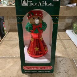 Adorable Blown-Glass Teddy Bear Christmas Ornament
