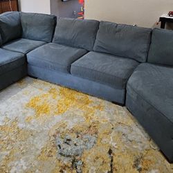 Blue Sectional Sofa Couch 3 Piece with Chaise