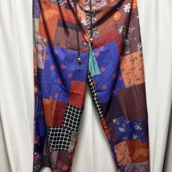 Bohemian Patchwork Print Wide Leg Lounge Pants