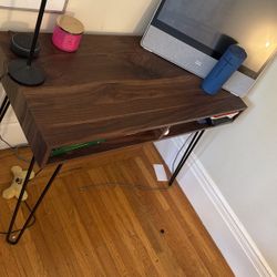 Walnut Laminate Finish Writing Desk With Storage 