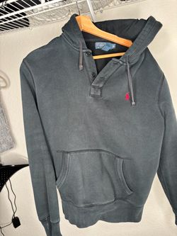 Polo Ralph Lauren Black Pullover Hoodie Red Pony Logo
