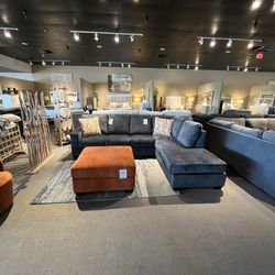  Blue 2pc Chaise Sectional Couch